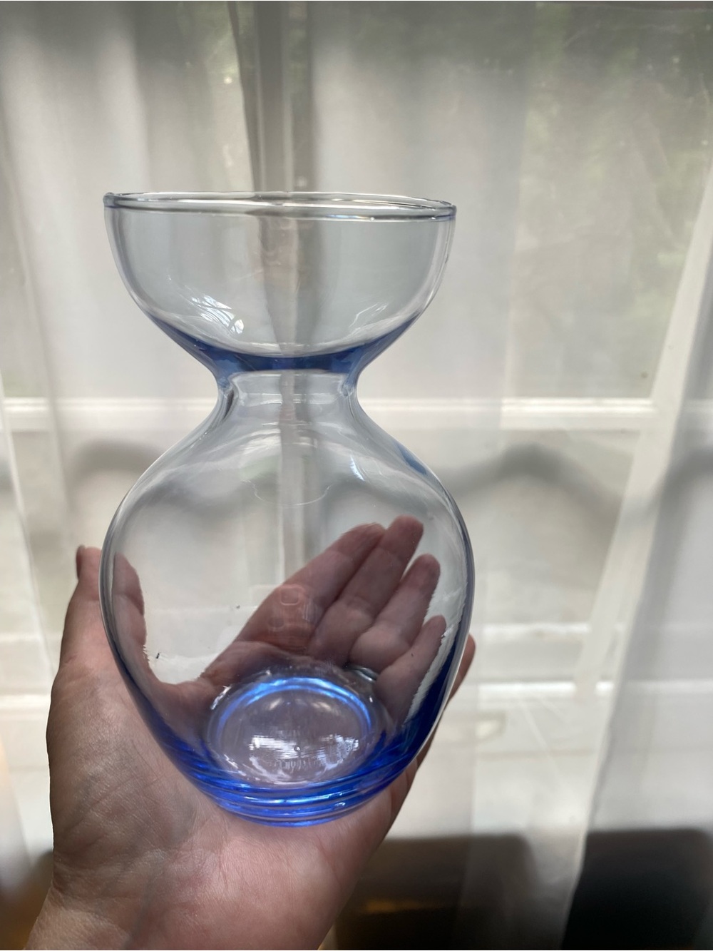 Medium Cornflower Blue Delicate Hourglass Vase 7”